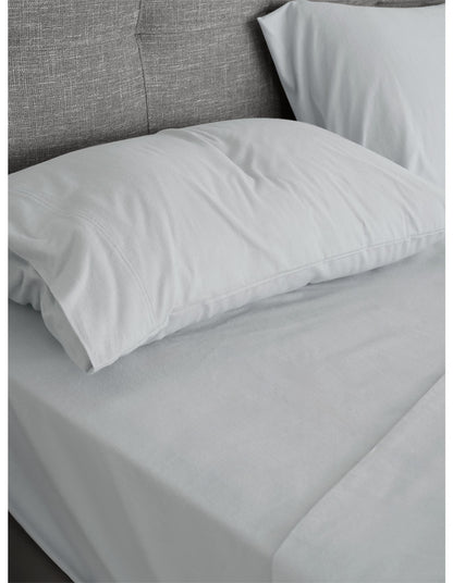 Erica Flannelette Double Bed Sheet Set Cloud Blue