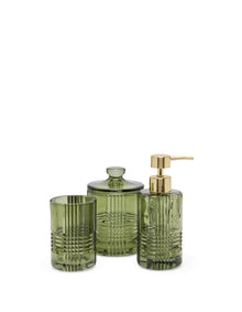 Acton Etched Green Glass Lotion Dispenser
