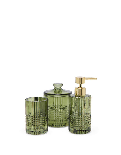 Acton Etched Green Glass Lotion Dispenser