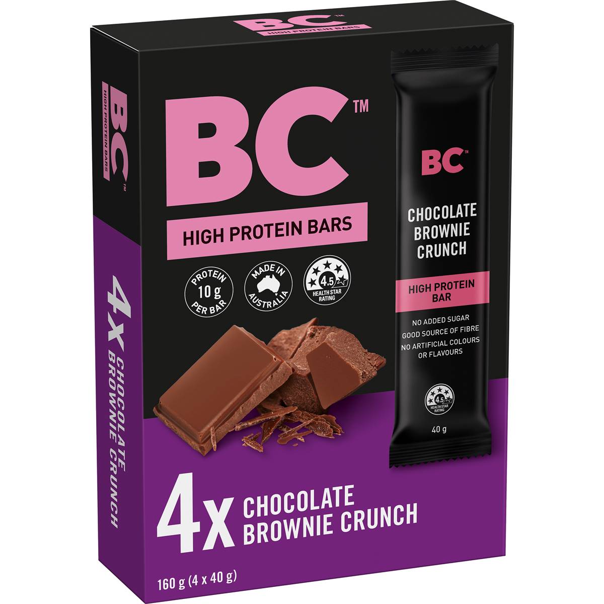 BC Snacks High Protein Bars Chocolate Brownie Crunch 4 Pack