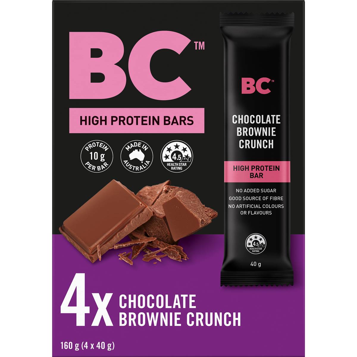 BC Snacks High Protein Bars Chocolate Brownie Crunch 4 Pack