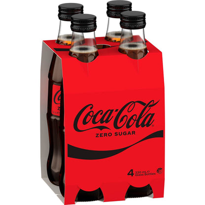 Coca-Cola Zero Sugar Glass Bottle 330ml x 4 Pack