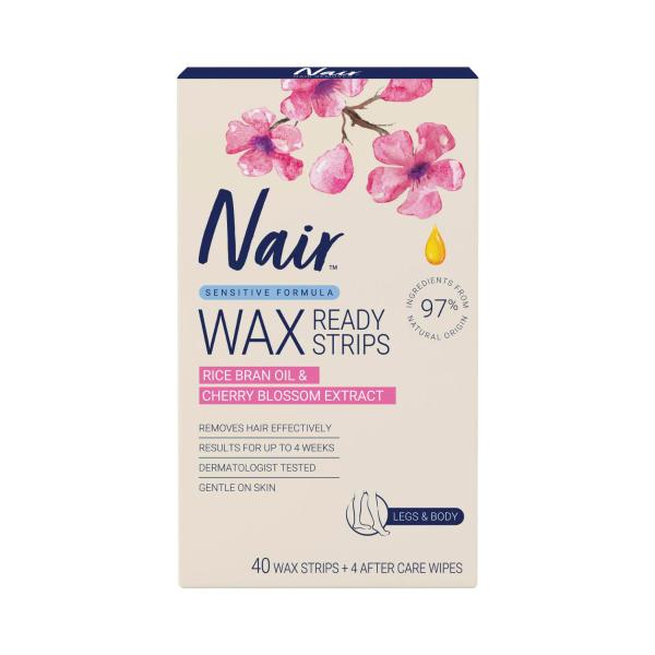 NAIR SENSITIVE WAX STRIPS FOR BODY & LEGS 40 PACK