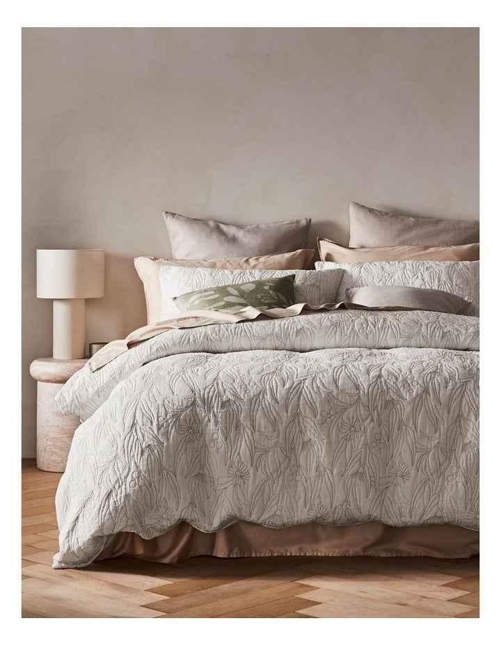 Abbey Quilted Cotton Quilt Cover Set in White