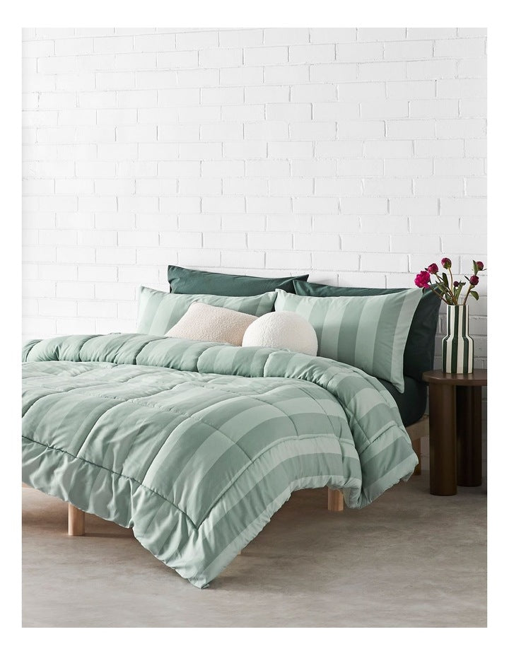 August Comforter Set in Green Stripe