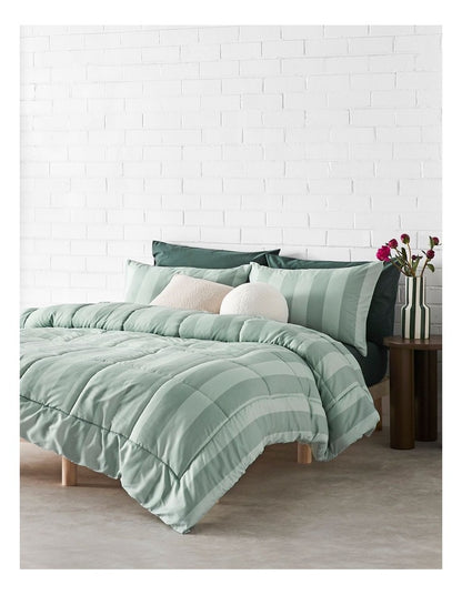 August Comforter Set in Green Stripe
