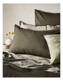 Sandy Cape Washed Belgian Linen Quilt Cover Set in Olive