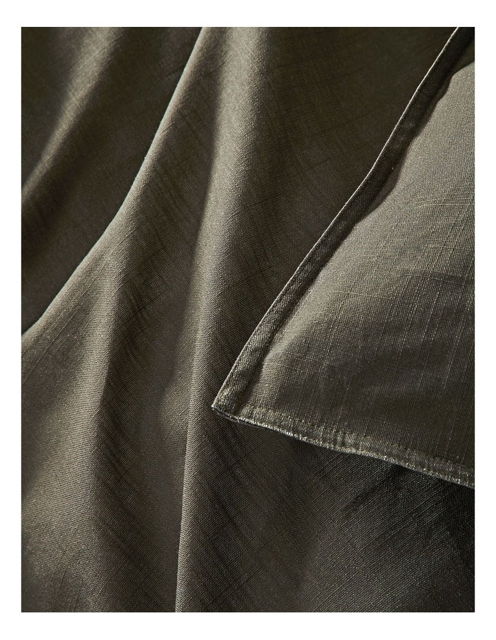 Sandy Cape Washed Belgian Linen Quilt Cover Set in Olive