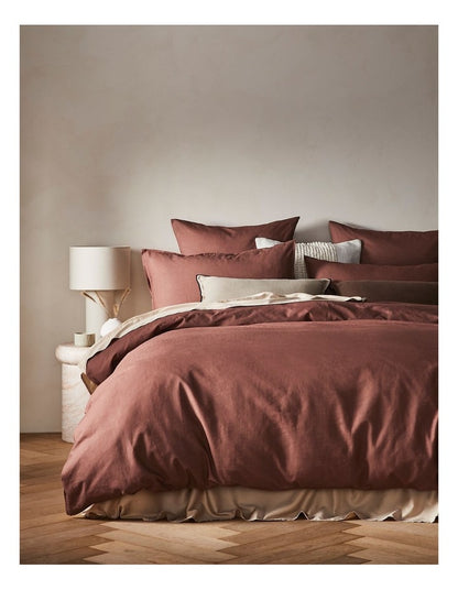 Sandy Cape Washed Belgian Linen Quilt Cover Set in Pecan