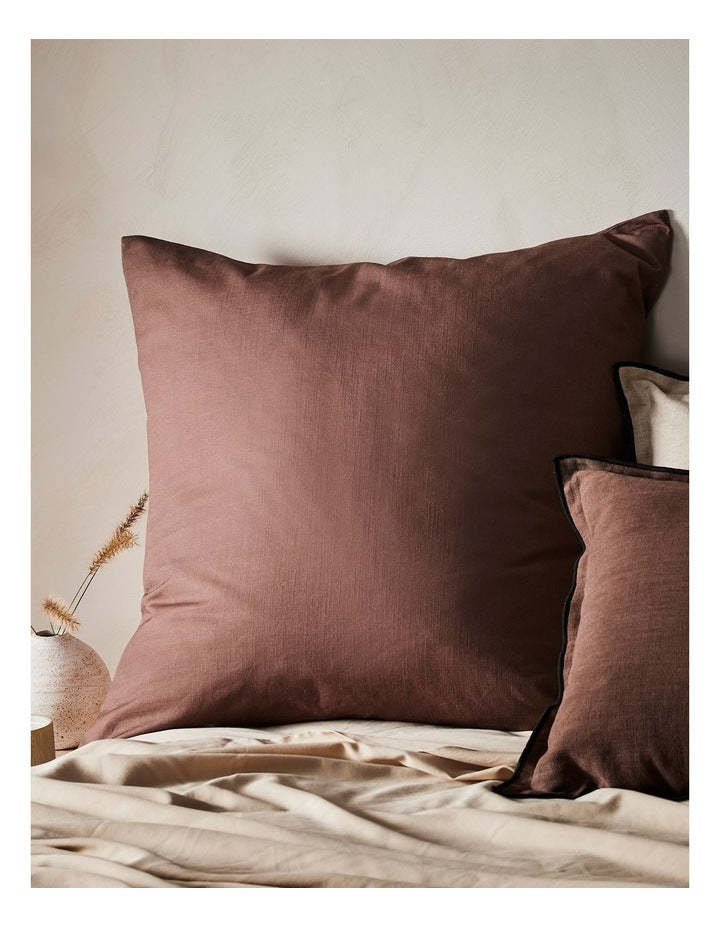 Sandy Cape Washed Belgian Linen Quilt Cover Set in Pecan