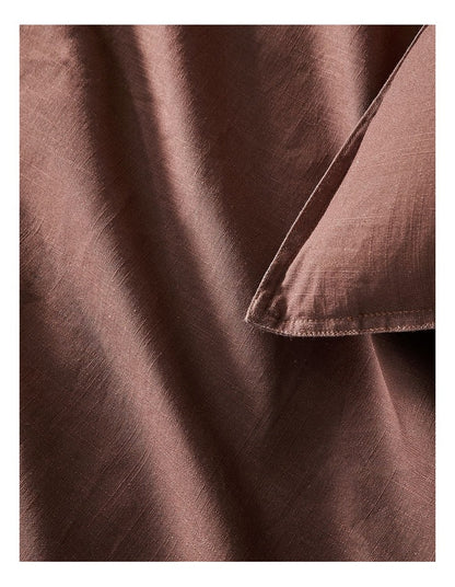 Sandy Cape Washed Belgian Linen Quilt Cover Set in Pecan