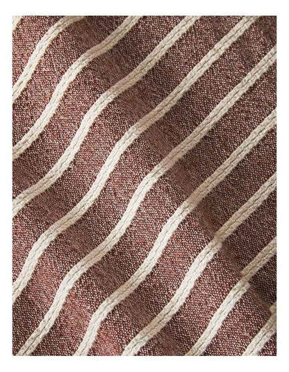 Hinterland Cotton Linen Quilt Cover Set in Mahogany Stripe