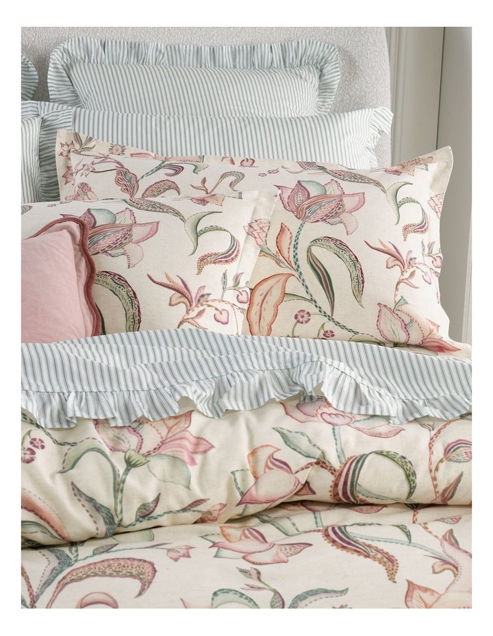 Elodie Cotton Linen Blend Quilt Cover Set in Mulberry