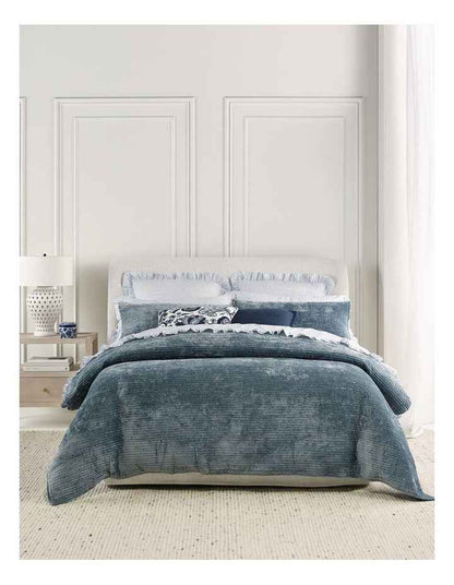 Remi Quilted Velvet Quilt Cover Set in Blue