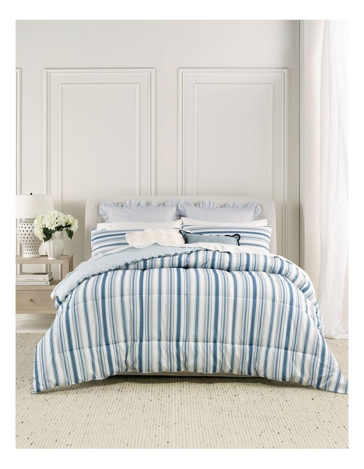 Printed Comforter Set in Blue Stripe
