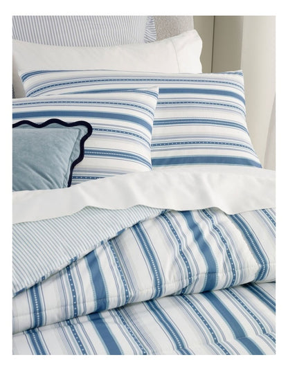 Printed Comforter Set in Blue Stripe