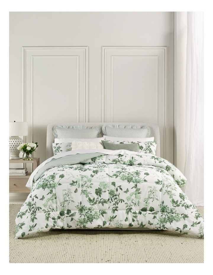Printed Comforter Set in Green Floral