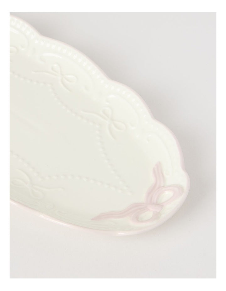 Bow Oval Platter Pink