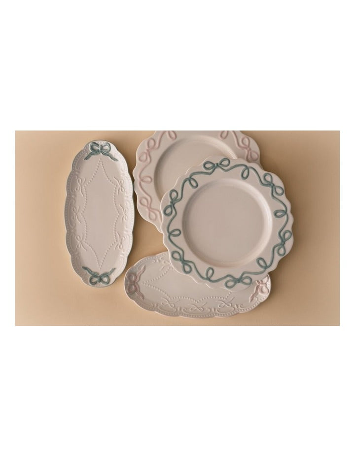 Bow Round Platter Pink