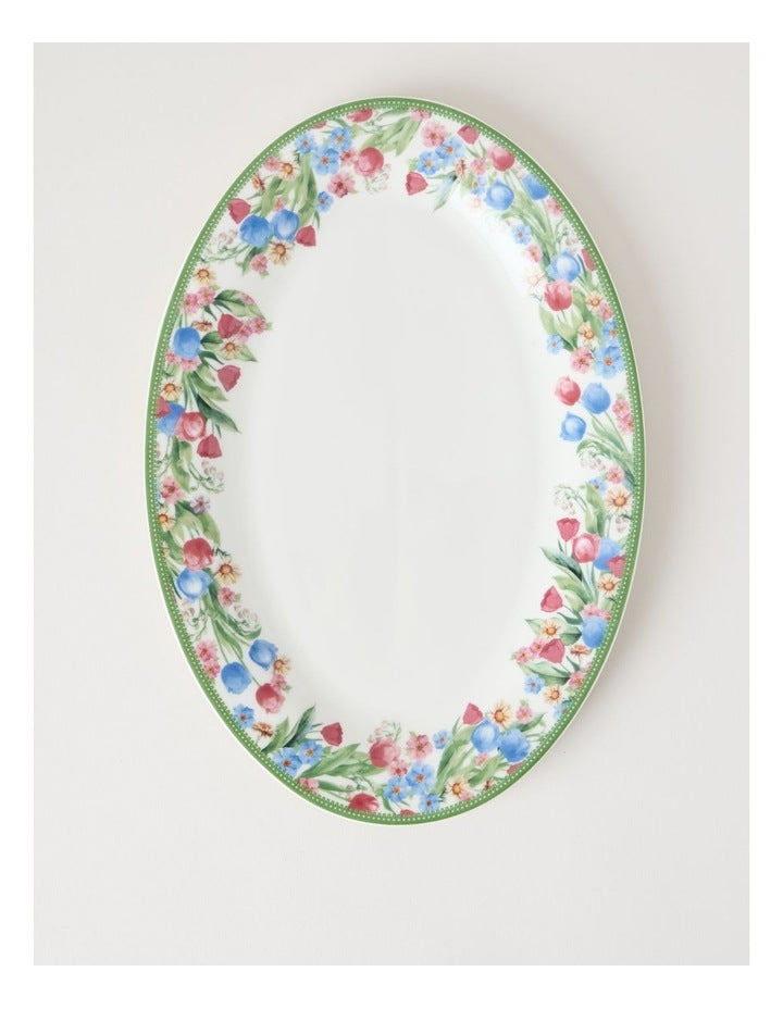 Tulips Oval Platter in Multi