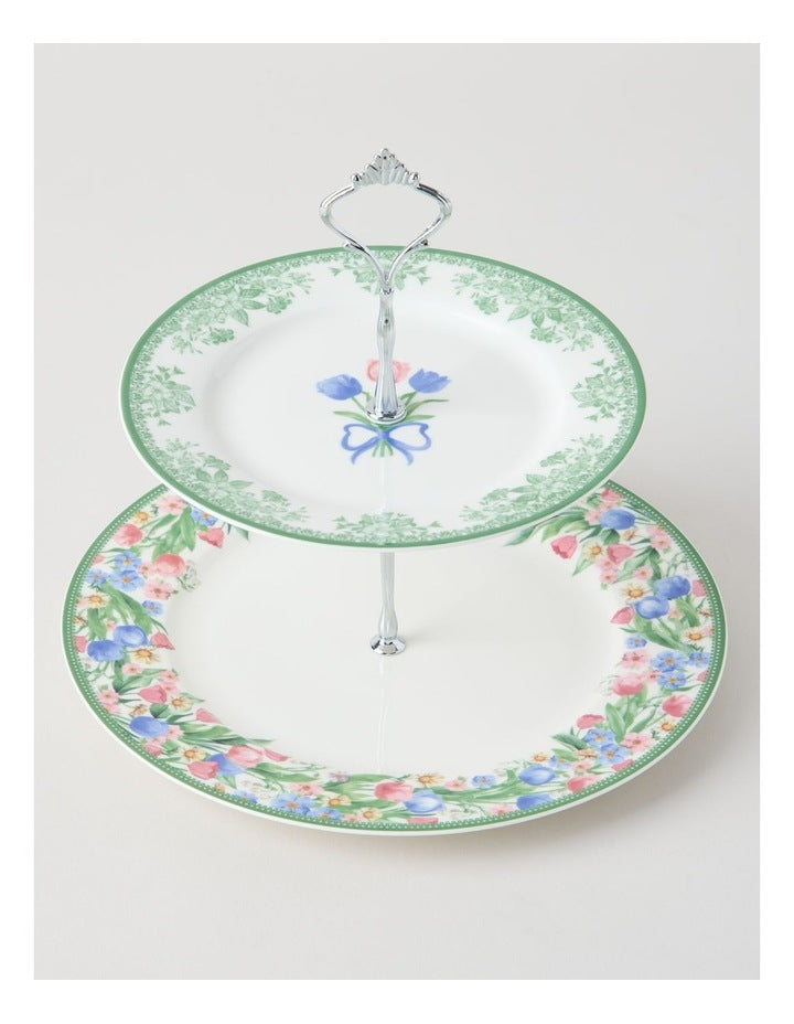 Tulips 2 Tier Cake Stand in Multi