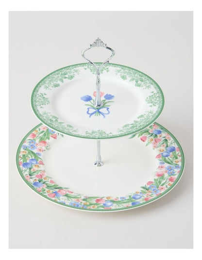 Tulips 2 Tier Cake Stand in Multi