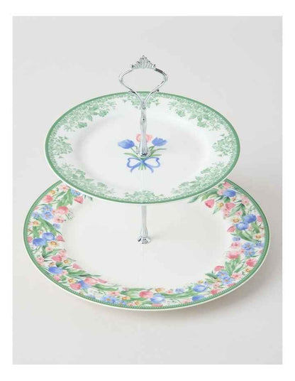 Tulips 2 Tier Cake Stand in Multi