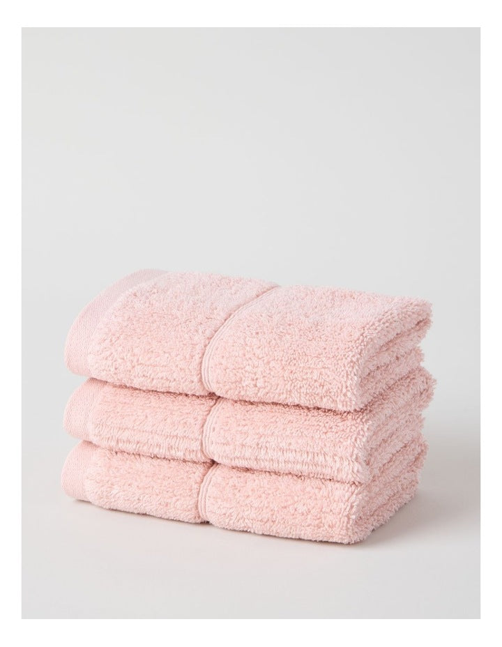 Combed Cotton Ribbed Face Washer Packs in Blush