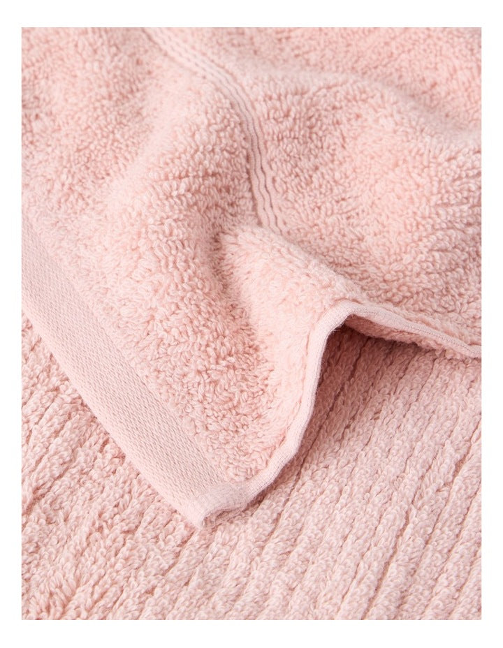 Combed Cotton Ribbed Face Washer Packs in Blush