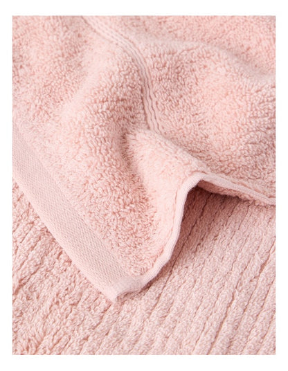 Combed Cotton Ribbed Face Washer Packs in Blush
