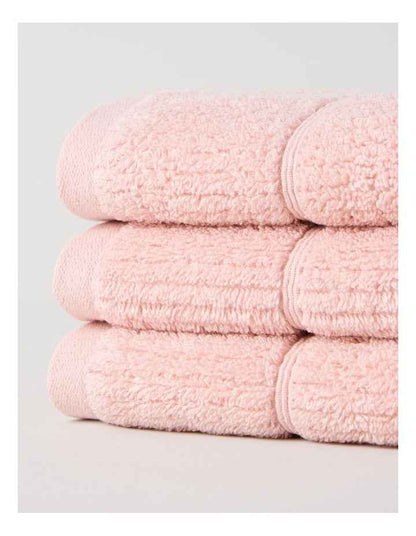 Combed Cotton Ribbed Face Washer Packs in Blush