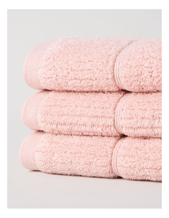 Combed Cotton Ribbed Face Washer Packs in Blush
