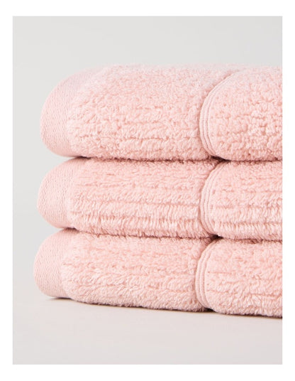 Combed Cotton Ribbed Face Washer Packs in Blush