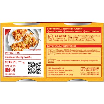 SPC Tomato & Cheese Spag-a-saurus 220g x 4 pack