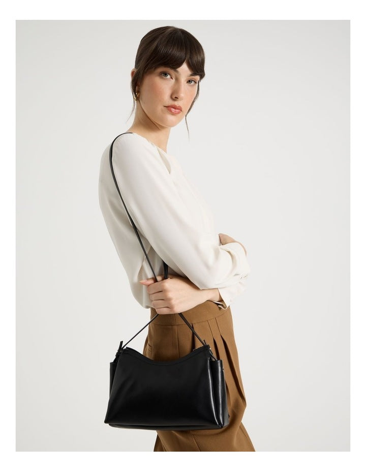 Gracie Leather Crossbody Bag in Black