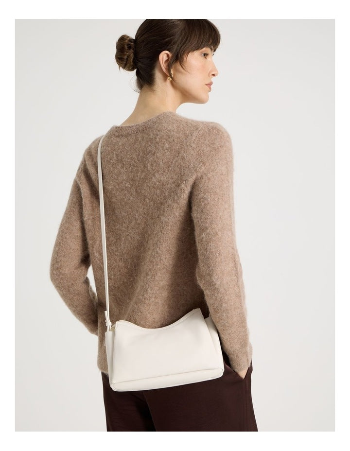 Gracie Leather Crossbody Bag in Chalk
