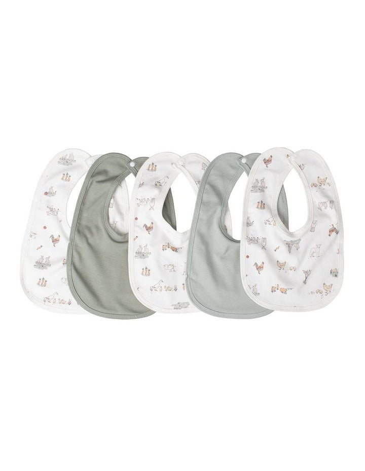 Farmyard Lamb Jersey Bib 5 Pack in Multi