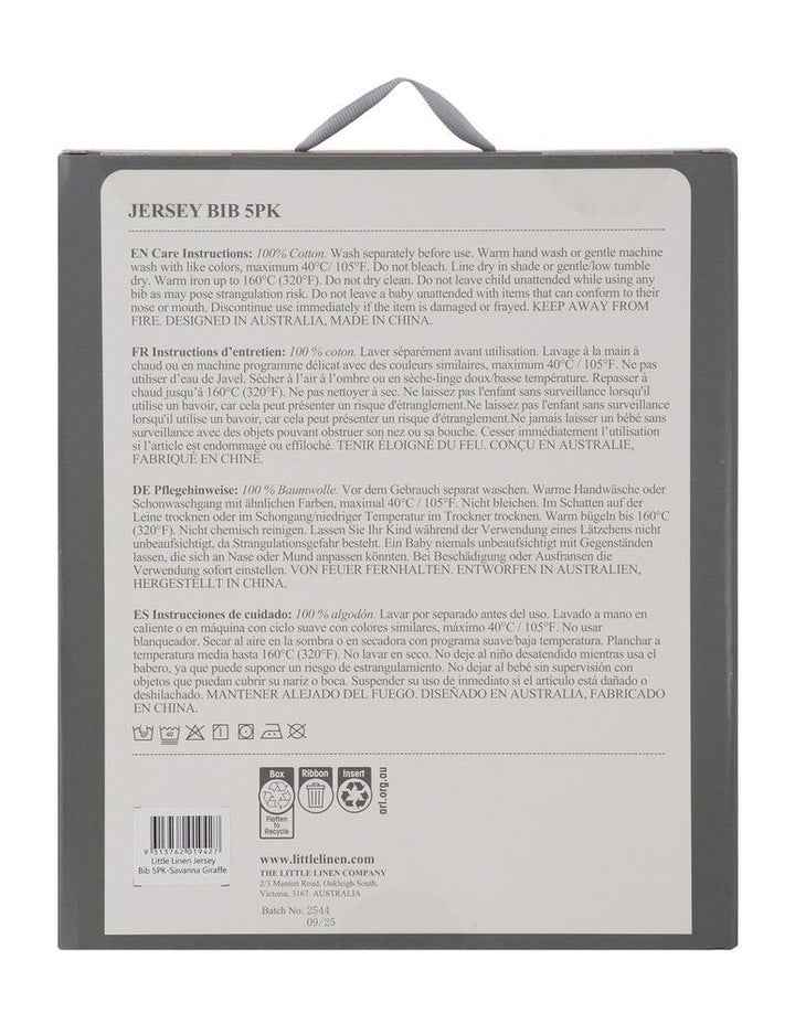 Savanna Giraffe Jersey Bib 5 Pack in Multi