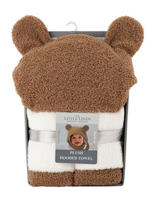Plush Hooded Towel in Bushland Bear