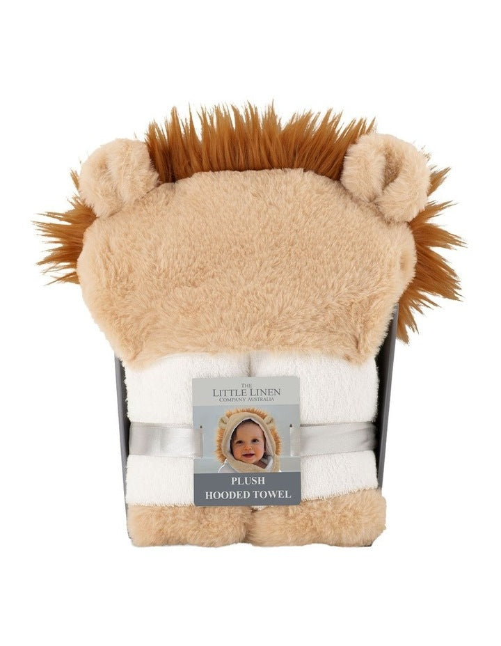 Plush Hooded Towel in Savanna Lion