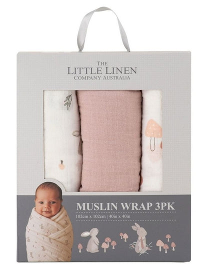 Muslin Wraps Pack of 3 in Harvest Bunny