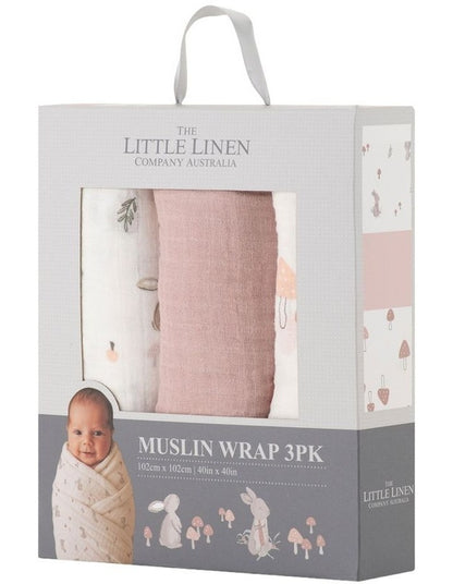 Muslin Wraps Pack of 3 in Harvest Bunny