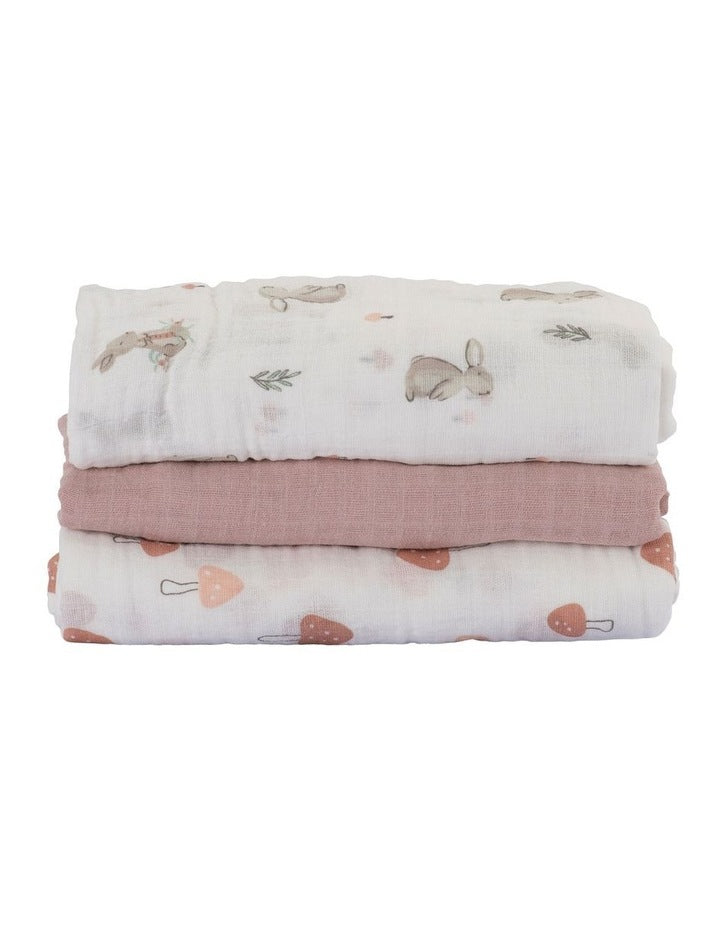 Muslin Wraps Pack of 3 in Harvest Bunny