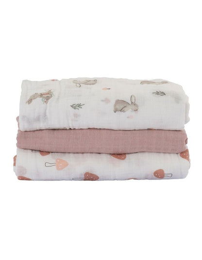 Muslin Wraps Pack of 3 in Harvest Bunny