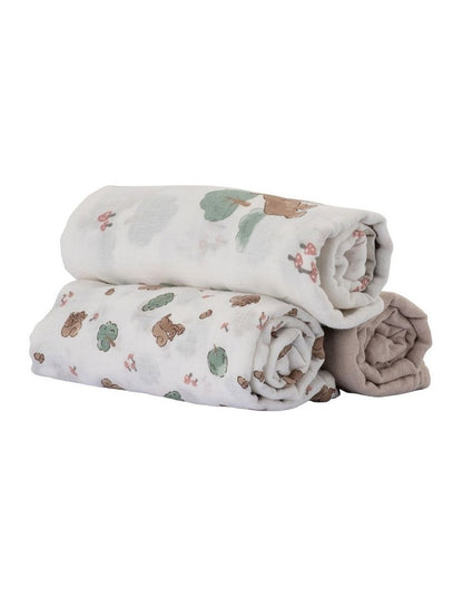 Muslin Wraps Pack of 3 in Bushland Bear