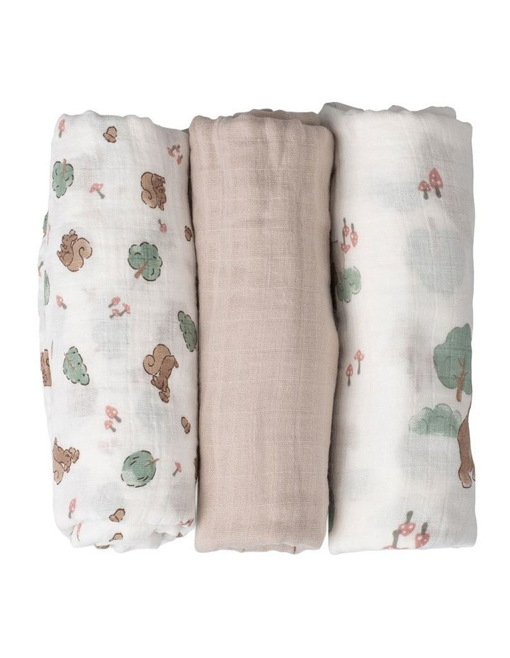 Muslin Wraps Pack of 3 in Bushland Bear