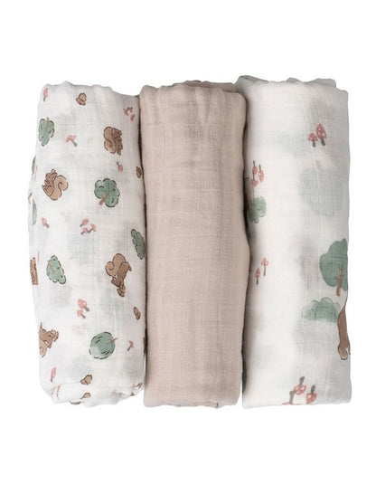 Muslin Wraps Pack of 3 in Bushland Bear