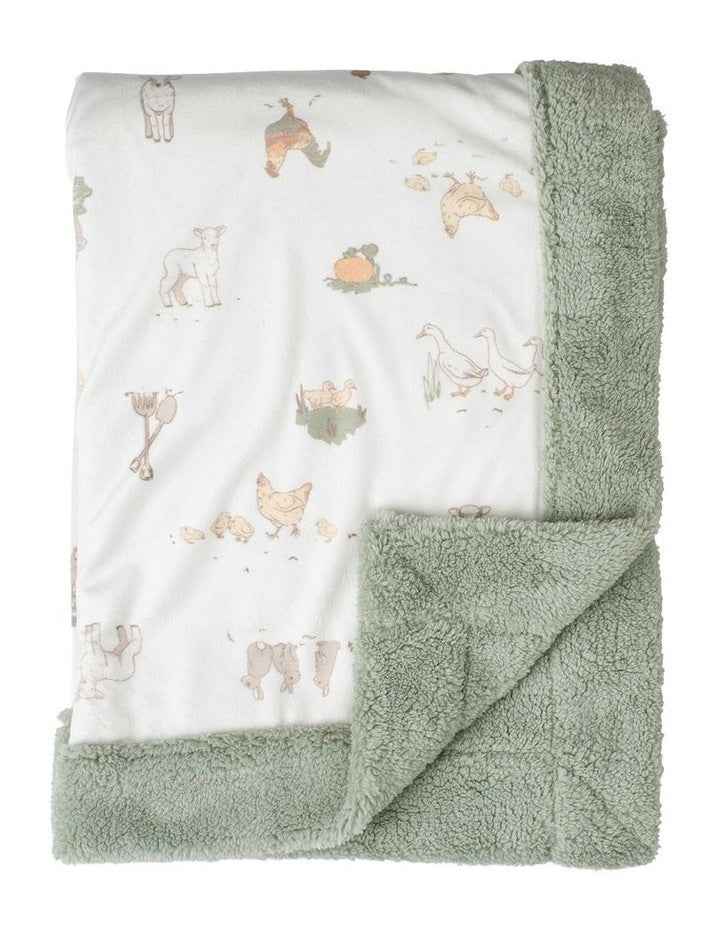 Farmyard Lamb Snuggle Blanket in Green