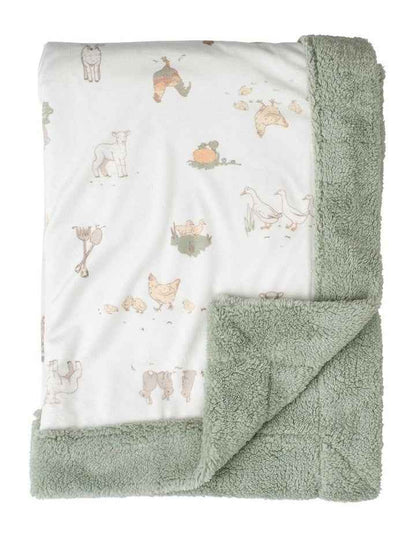 Farmyard Lamb Snuggle Blanket in Green