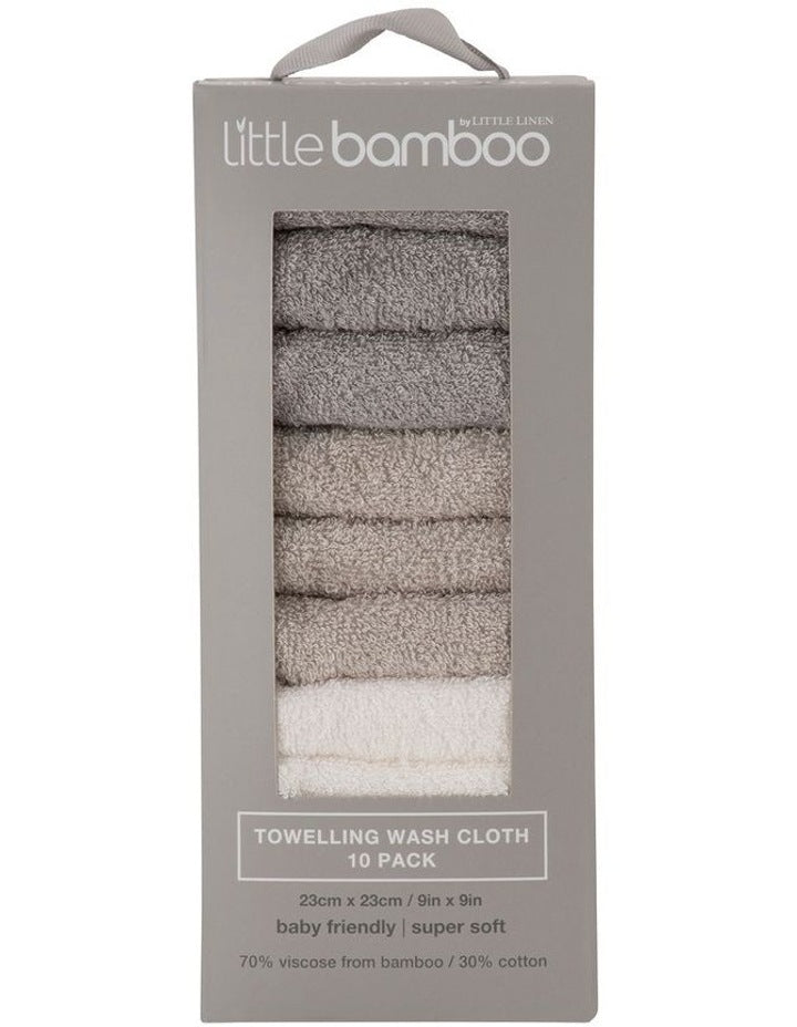 Towelling Washer 10 Pack in Multi
